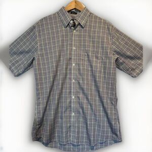 Neiman‎ Marcus Mens Large Plaid Trim Fit Button Up Shirt Multicolor Plaid SS